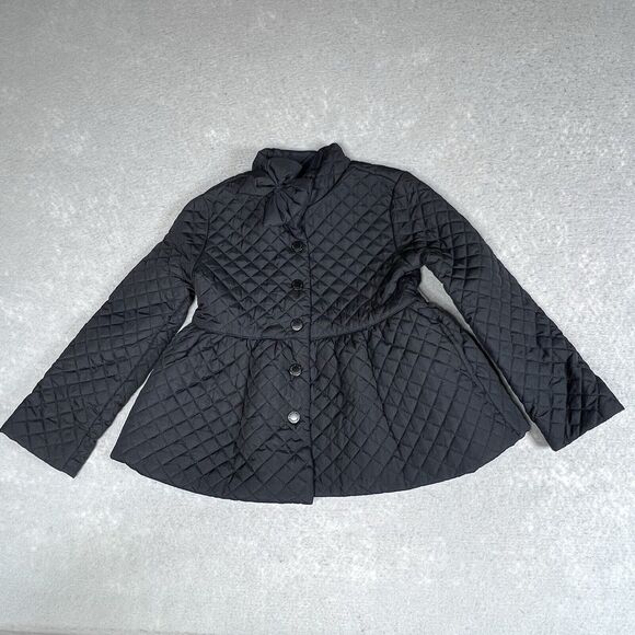 Janie and Jack Jackets & Blazers - Janie & Jack Jacket Size 3 To 4 Black Quilted Coat with Bow Long Sleeve